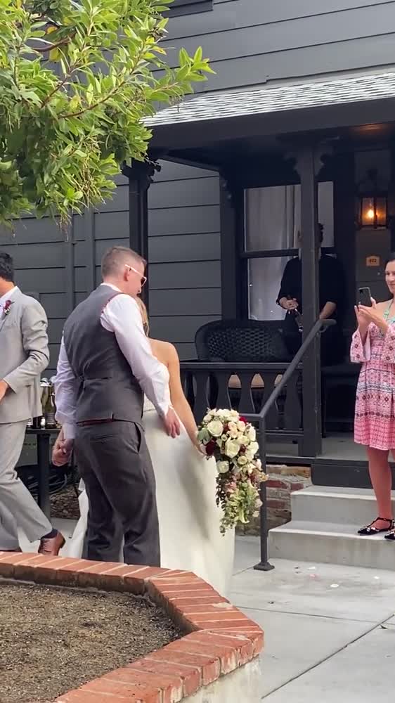 the wedding party heading out